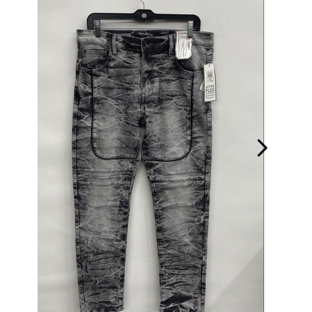 NWT Southpole Mens Flex Skinny Jeans Marble Gray Black Wash 34x30 24121-3119